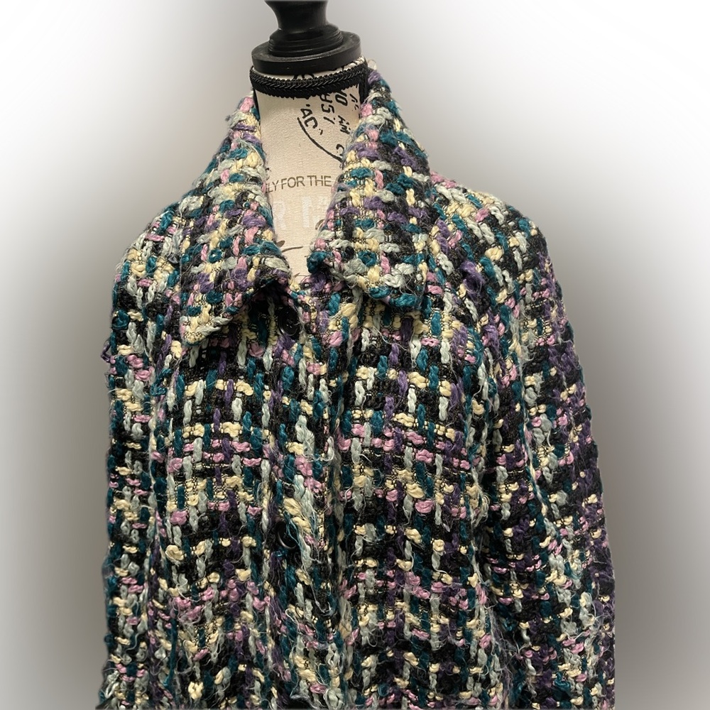Eva Mendes for New York & Company Bouclé Tweed Coat – Size L - Picture 3 of 9